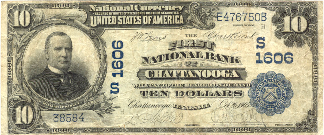 $10 1st NB Chattanooga Ch1606 1902 DB